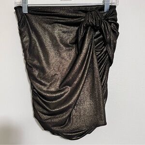 EXPRESS Metallic Bronze/Gold Mini Ruched Wrap Skirt Size S